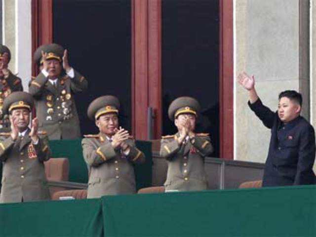 Kim Jong-un is applauded by military officers