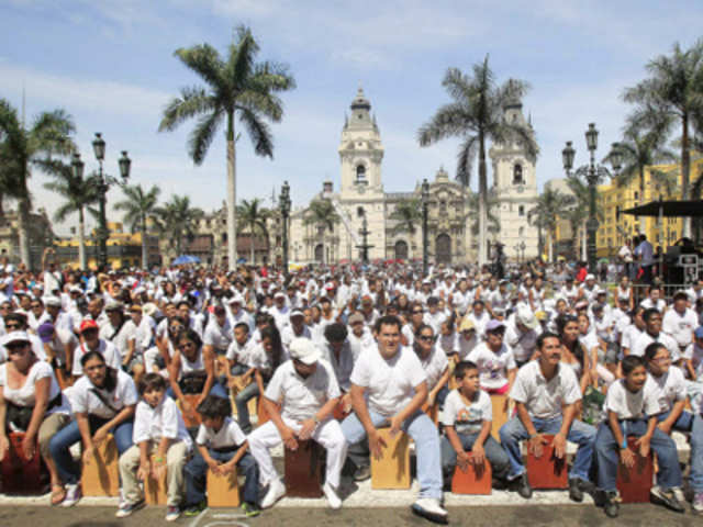 Participants during International Festival of the Peruvian Cajon