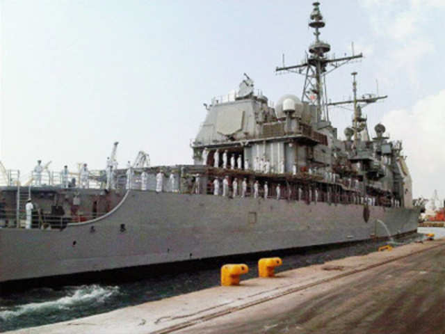 US Naval vessel USS Bunker Hill at Chennai port