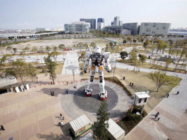 A full-size model of Japan's popular robot animation character Gundam