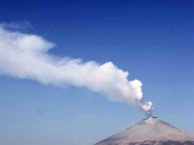 Ash is seen rising from the Popocatepetl volcano
