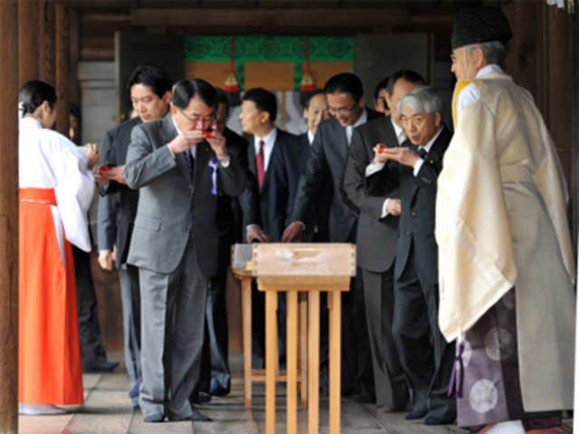 A group of Japanese lawmakers drink sake