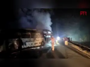 36 passengers escape as private sleeper bus catches fire in Shivamogga ...