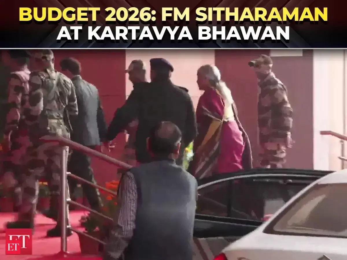 Union Budget 2026: Finance Minister Nirmala Sitharaman arrives at Kartavya Bhawan