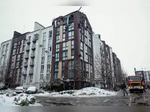 Aftermath of a Russian drone attack in Kyiv region