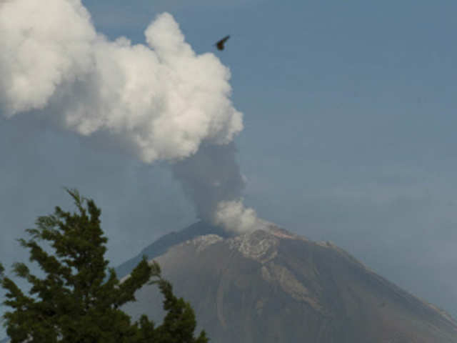 Ash and smoke spewed from Popocatepetl Volcano
