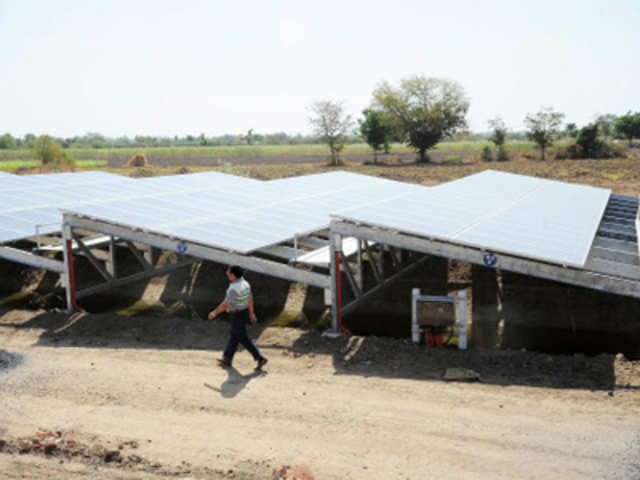 Solar panels atop Narmada river 