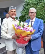 Bill Gates lands in Andhra Pradesh, meets CM N Chandrababu Naidu
