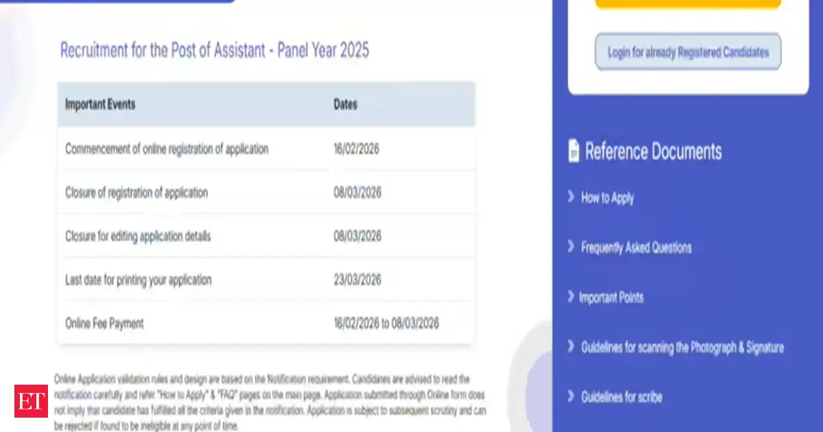 RBI Assistant Recruitment 2026 notification out for 650 posts, check steps to apply on rbi.org.in , eligibility, application fee, qualification, exam selection process and more