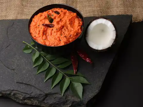 Steamed Vegetable Idli with Tomato Chutney