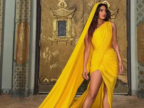 ​Gaurav Gupta&rsquo;s golden arc saree gown