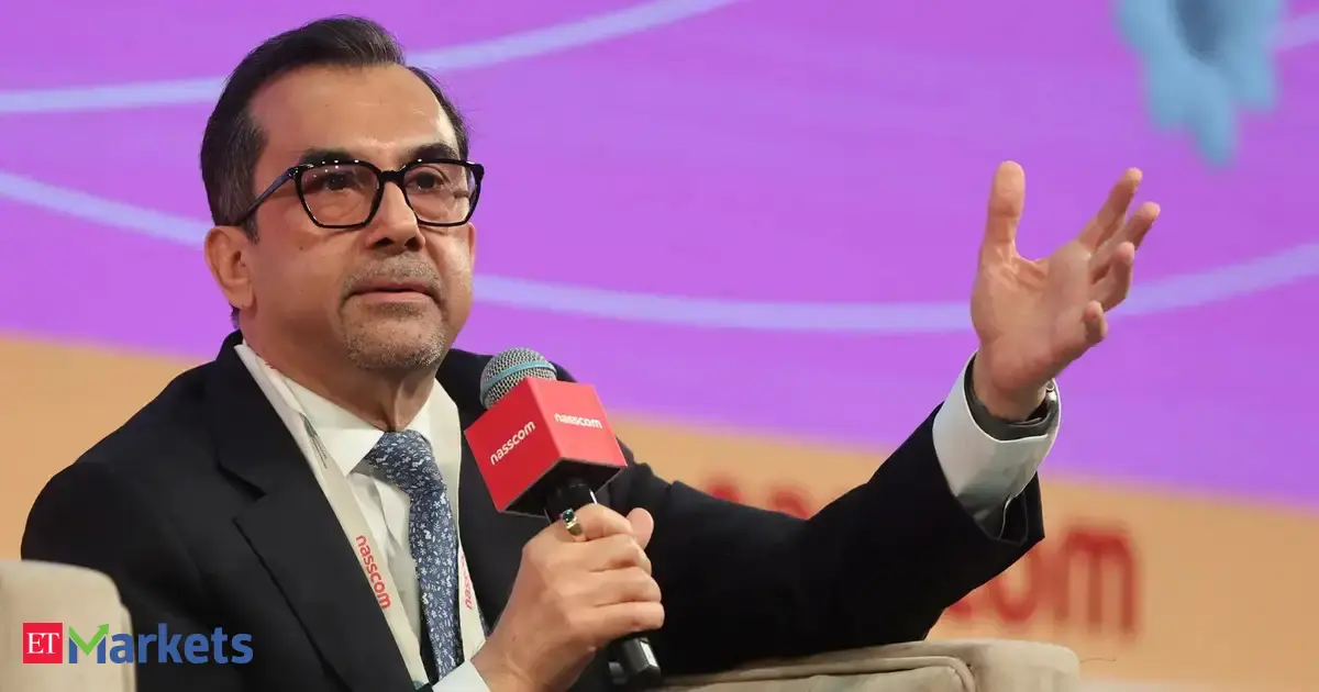 ITC logo against a backdrop representing technology, consumer goods, and a hotel building, symbolizing its ₹20,000 crore investment.