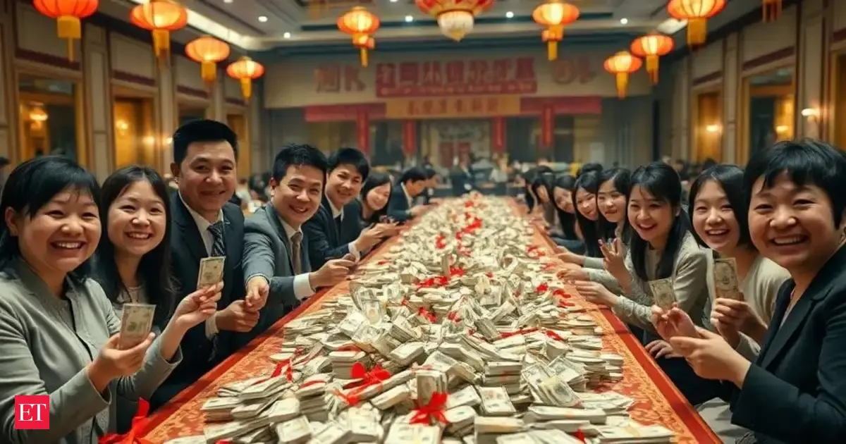 Chinese boss distributes $26 Million in cash at year-end party, employees take what they can carry