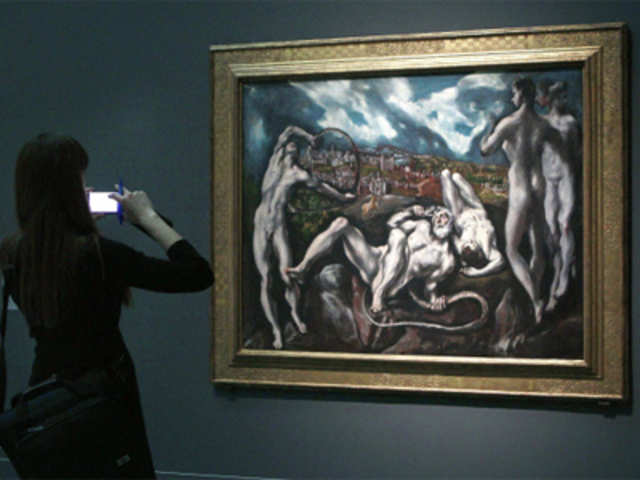 The painting 'Laocoon' by El Greco before the opening ceremony of the exhibition 'El Greco and Modernism'