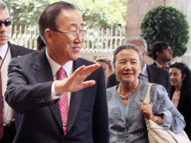 Ban Ki-Moon and his wife Yoo Soon-taek in Mumbai