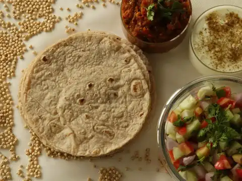 Jowar (Sorghum) Rotis with Bhindi Masala