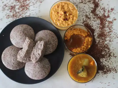 Ragi (Finger Millet) Idli with Coconut Chutney