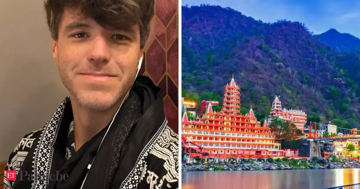 US travel vlogger finds hidden waterfall in Rishikesh. Tries wellness ritual which helps to calm mind and ease stress