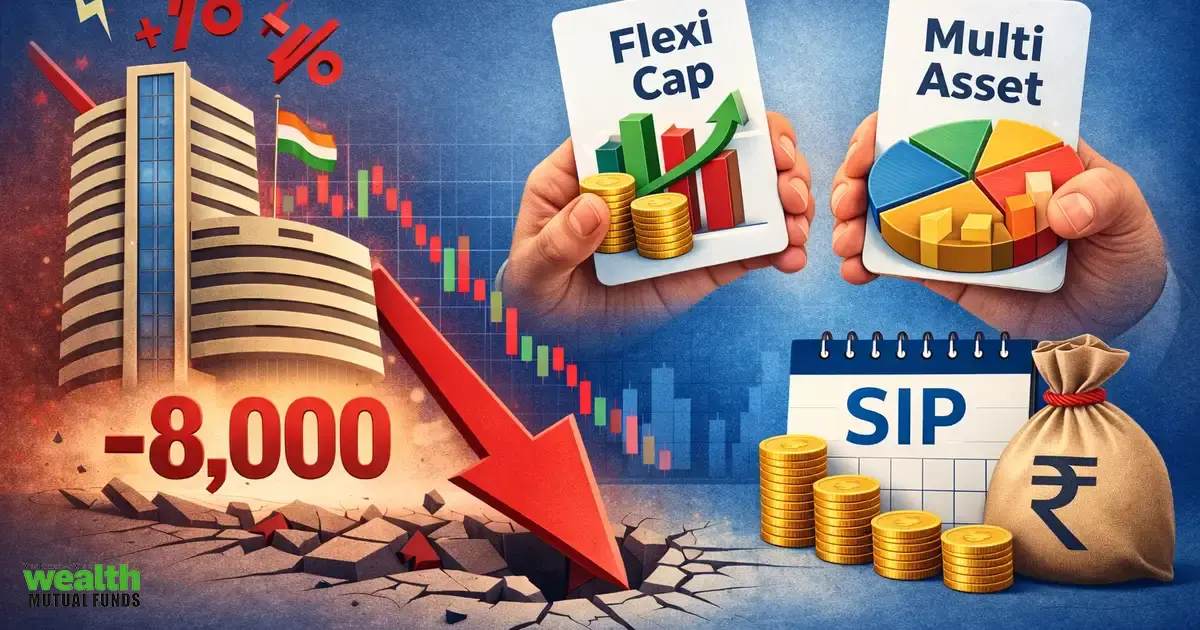 Sensex down 8K pts in 1 month. Experts recommend flexicap, multi asset funds & continuing SIPs