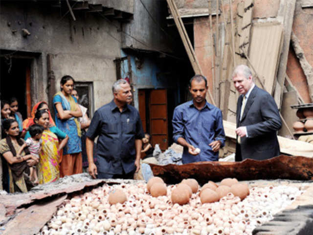 Britain's Prince Andrew in Dharavi