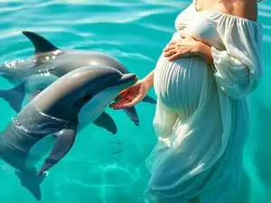Maternity Embrace with Dolphins