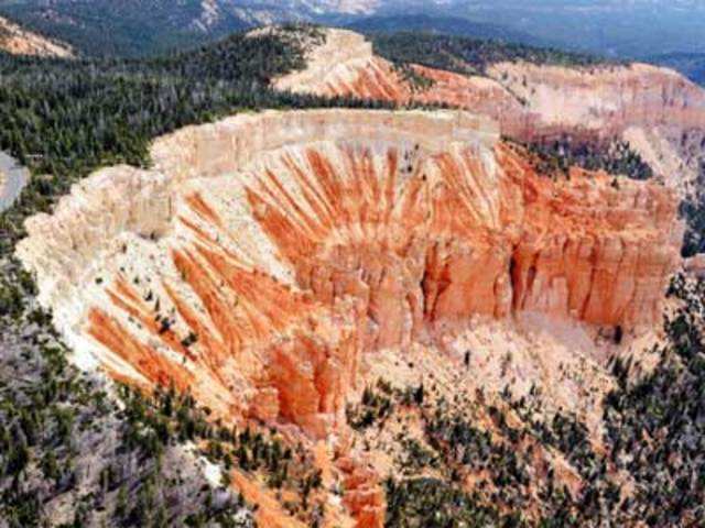 Aerial view of sandstone formations in Bryce Canyon National Park
