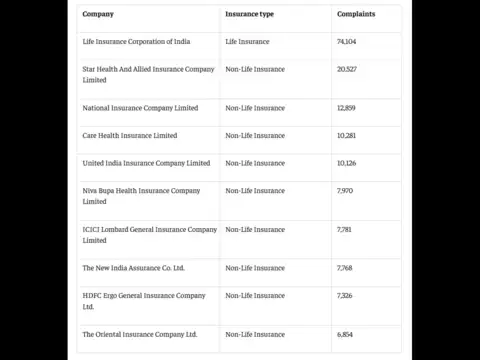 Company-wise complaints (FY 2024&ndash;25)