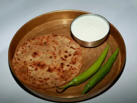 Paneer Paratha and Curd