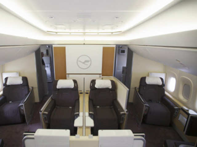 A first class section of Boeing 747-8 Intercontinental airliner
