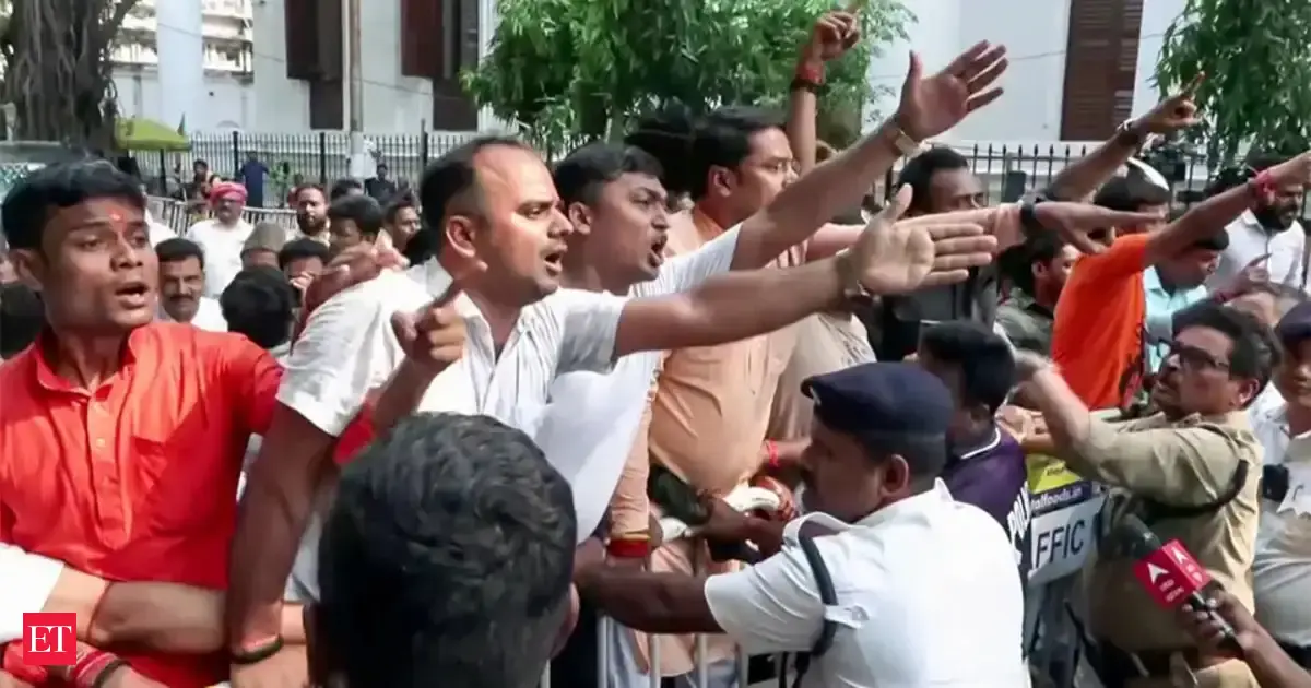 BJP-TMC clash at EC office in Kolkata, police lathicharge ensues