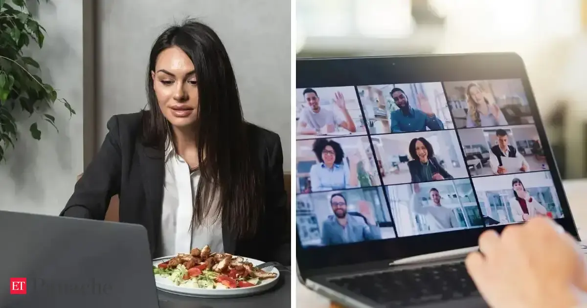 Gen Z employee eats lunch on camera during online office meeting. Co-founder’s cool reaction steals the show