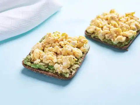 Scrambled Eggs on Multigrain Avocado Toast