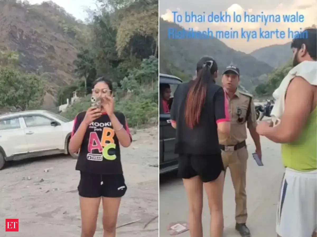 Watch: Haryana woman fights with Rishikesh police after being stopped from drinking on the banks of the Ganga