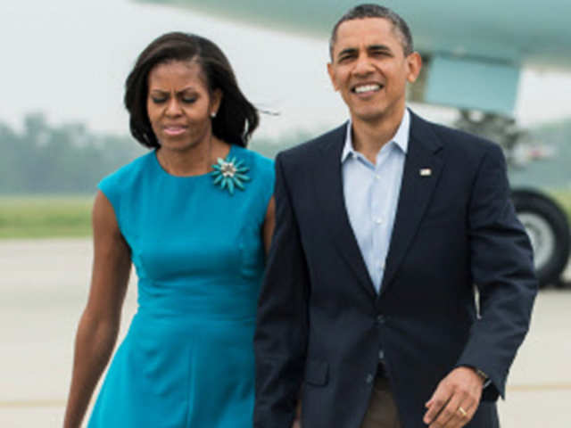 Barack Obama and Michelle Obama at Rickenbacker International Airport
