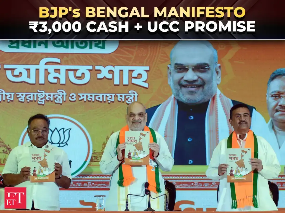 ₹3,000 cash, free bus travel, UCC in 6 months: BJP unveils Bengal manifesto