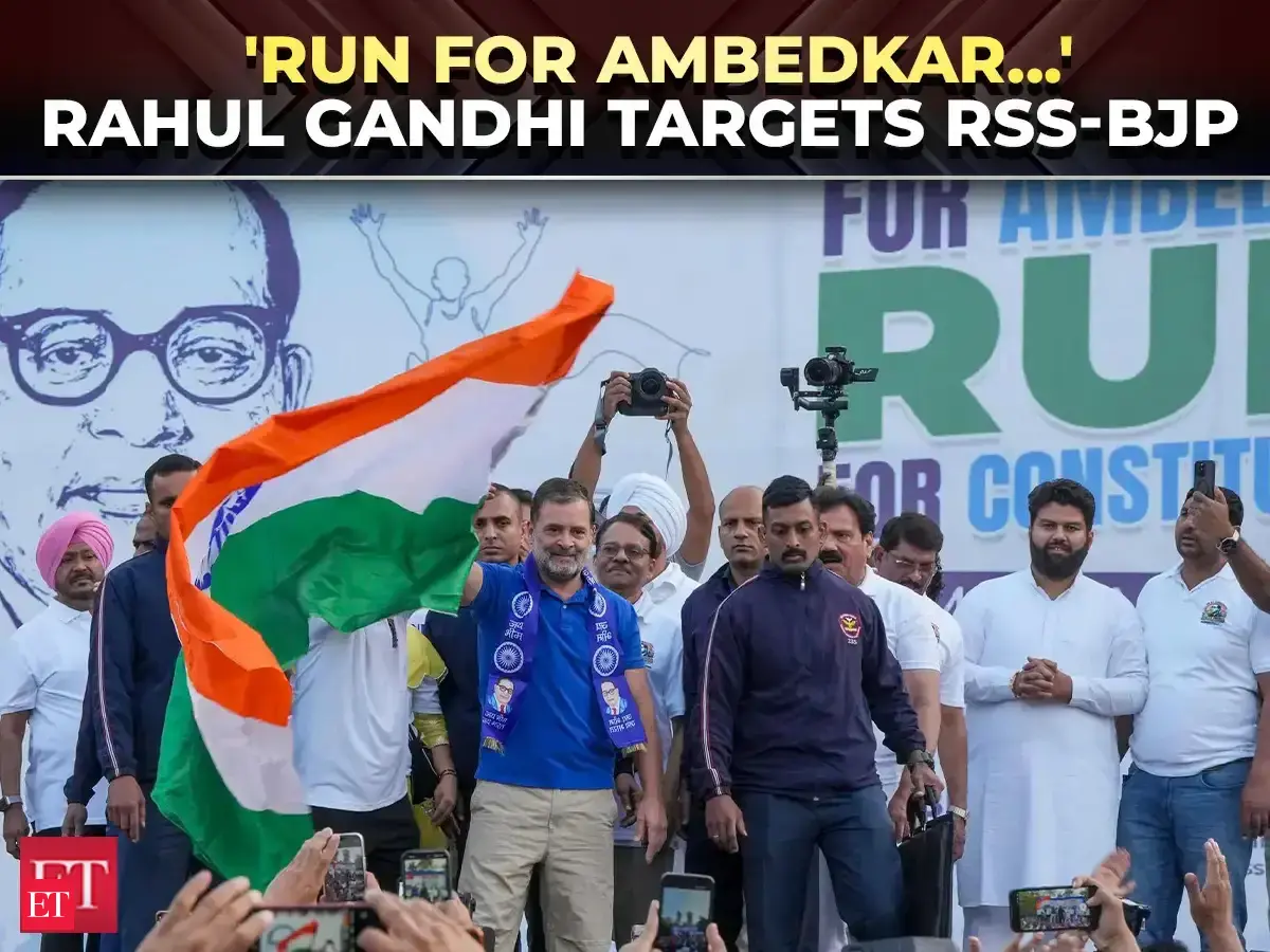 ‘RSS-BJP wants to destroy constitution’: Rahul Gandhi flags off ‘Run for Ambedkar..’ marathon