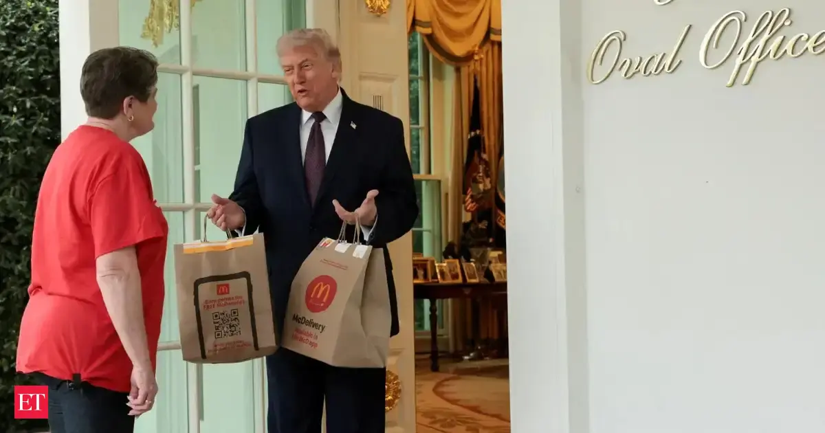 Trump gets McDonalds delivery at Oval Office to on first anniversary of 'no tax on tips' law