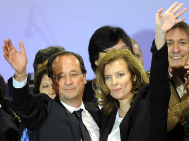 Francois Hollande with his companion Valerie Trierweiler