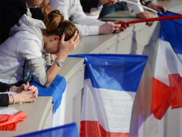 Supporters of right-wing incumbent Nicolas Sarkozy