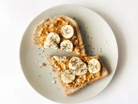 Peanut Butter and Sliced Banana with Seeds