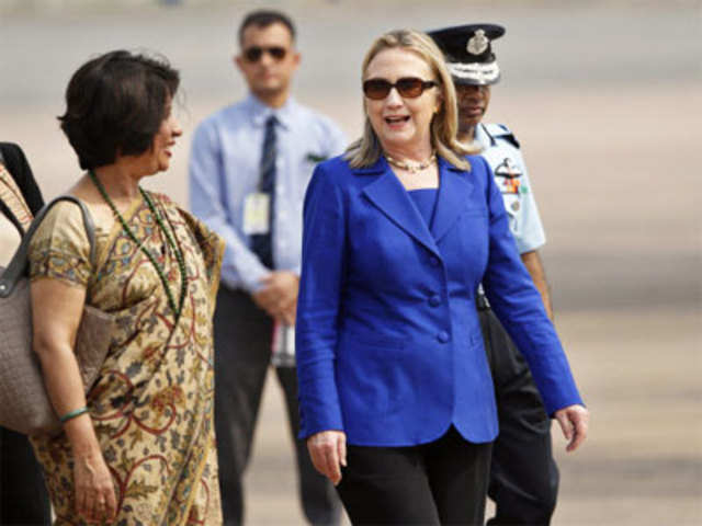 Clinton with Nirupama Rao in Delhi