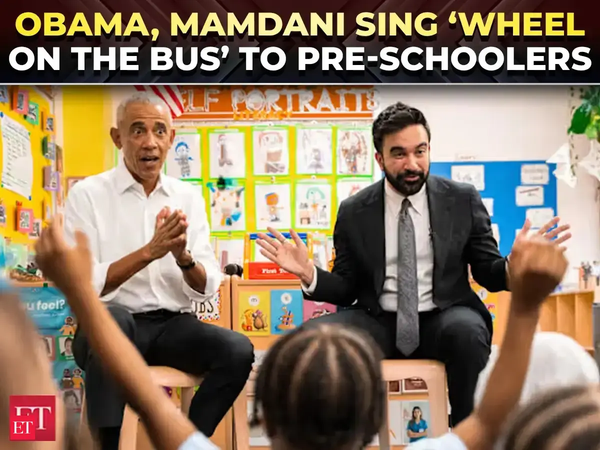 Obama, Mamdani go ‘squish squish’ as they sing ‘Wheels on the Bus’ with pre-K Kids to push childcare