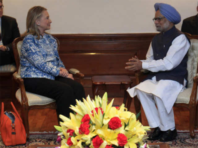 Hillary Clinton with PM Manmohan Singh