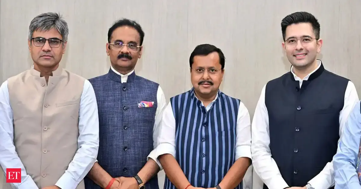 Nitin Nabin welcomes Raghav Chadha, Sandeep Pathak, Ashok Mittal, others to BJP