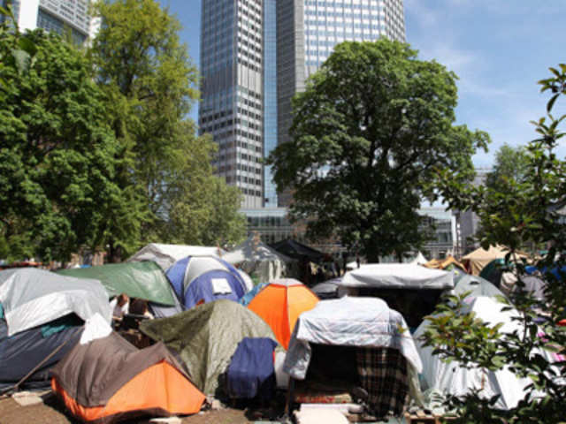 Occupy camp remains in front of ECB