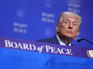 US President Donald Trump at the Board of Peace meeting