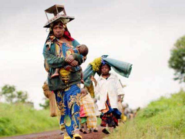 Displaced Congolese family