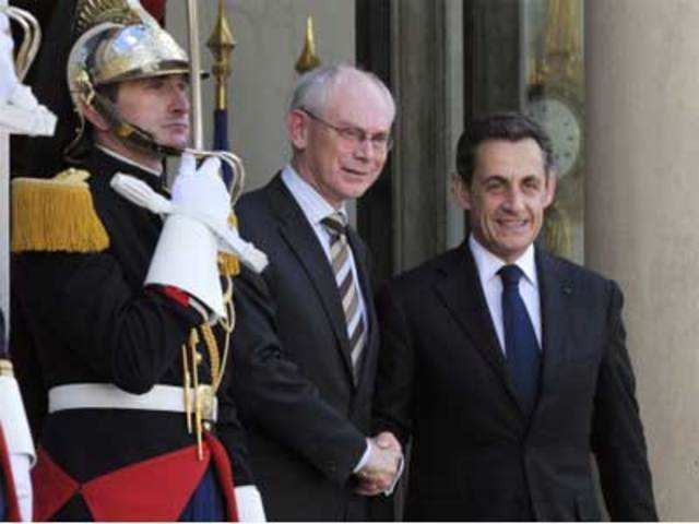 Sarkozy welcomes European Council President Herman Van Rompuy