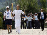 Relay's first torchbearer, Spyros Gianniotis