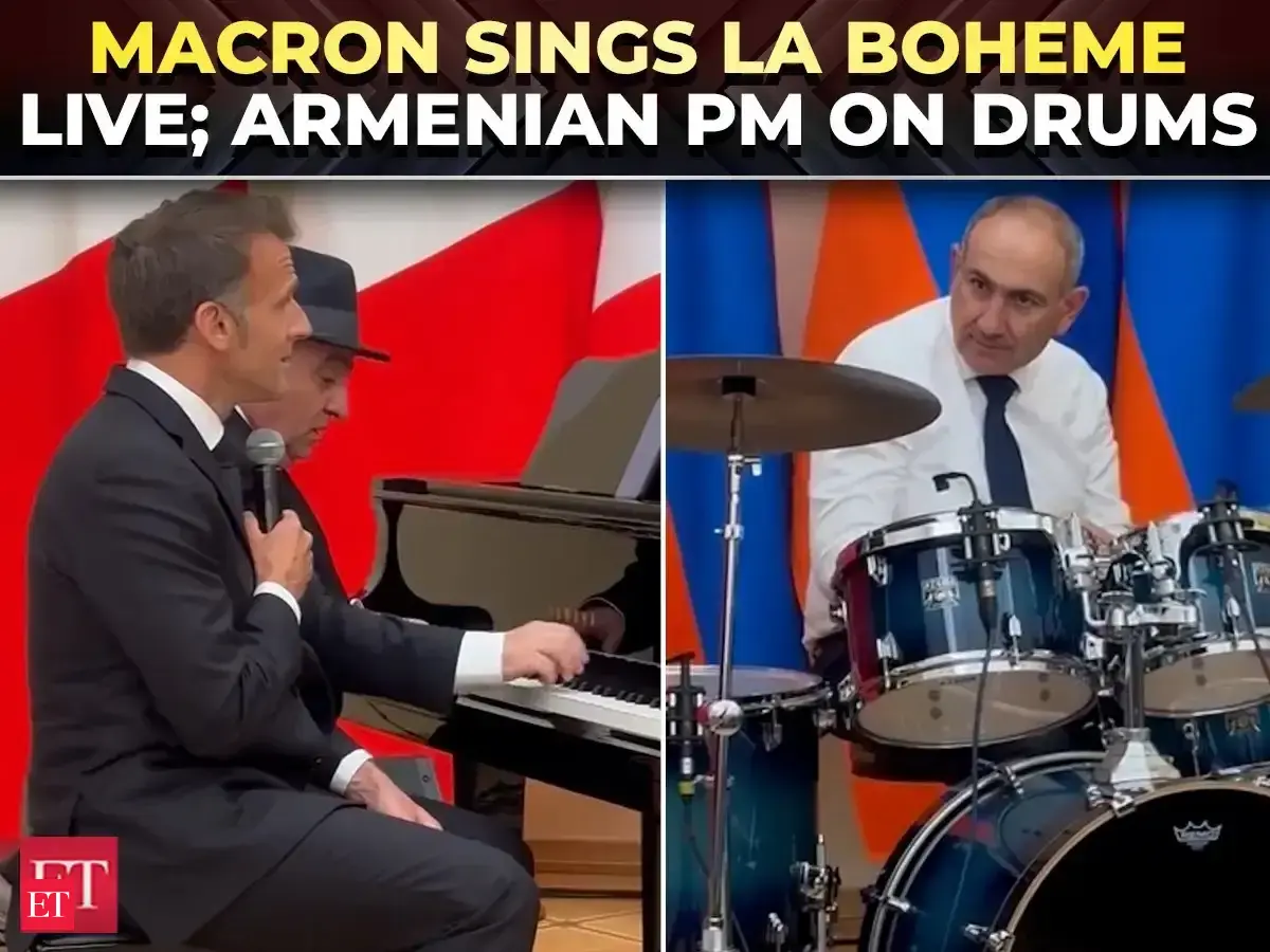 French Prez Macron performs ‘La Bohème’ as Armenian PM joins him on drums; Video goes VIRAL| WATCH